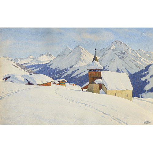 The Bergkirchli in Winter, Arosa, Switzerland.